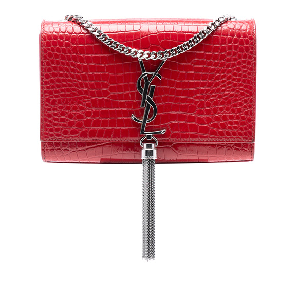 Saint Laurent Handbags - Pre-Loved Saint Laurent Small Embossed Leather Kate Tassel Crossbody